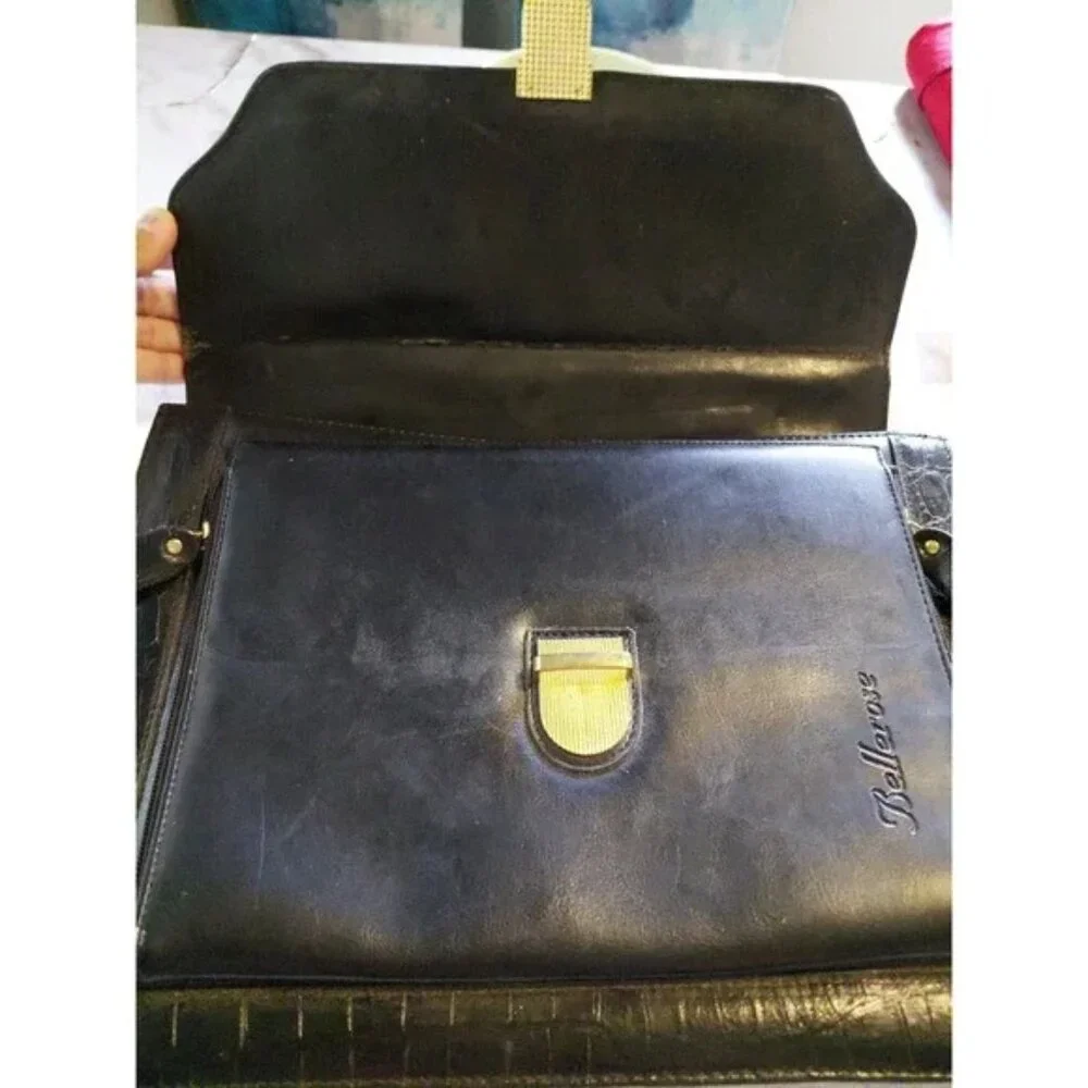 vintage Bellerose Faux Leather briefcase portfolio 80s classic Missing Strap